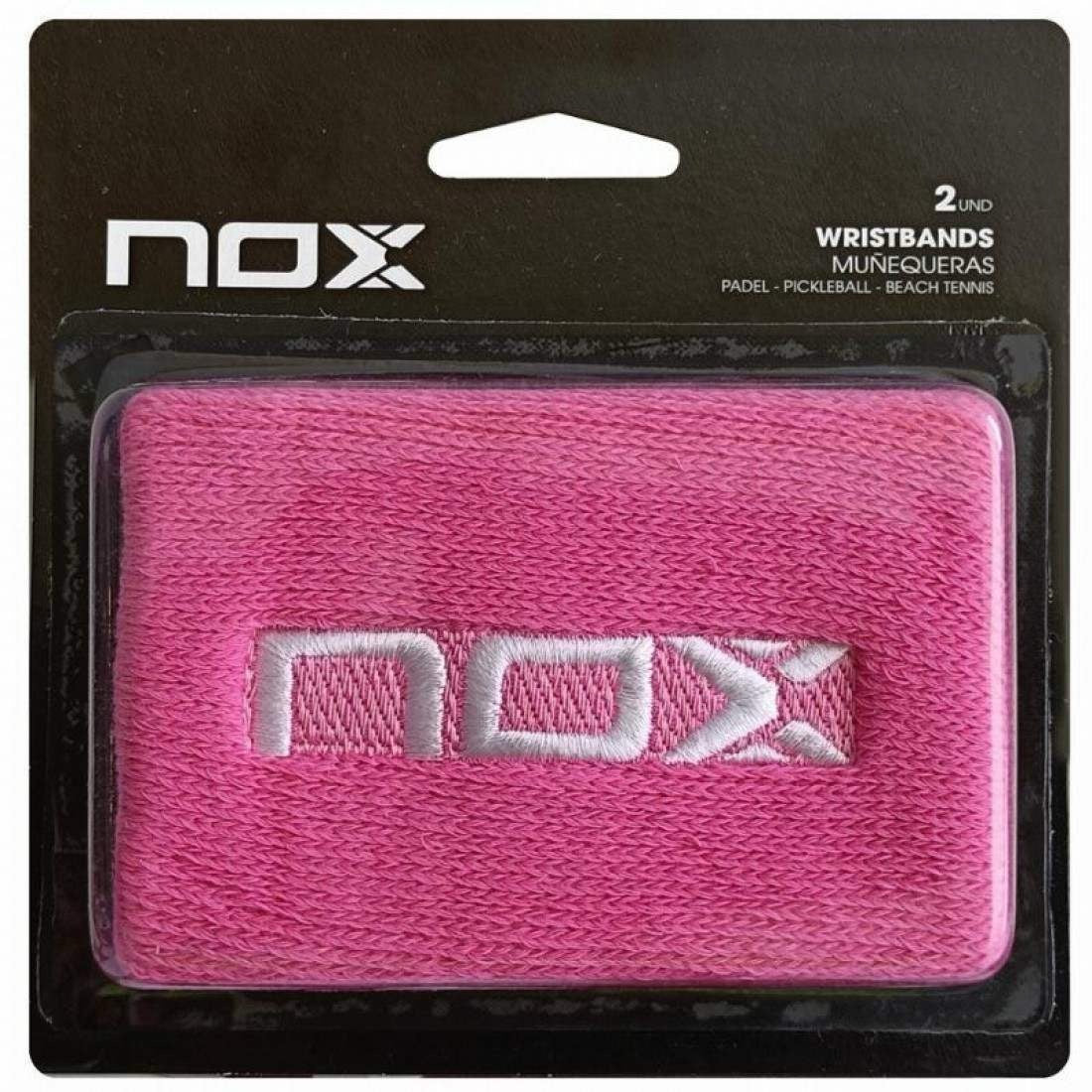 Munequeras Nox Rosa Logo Blanco 2 Unidades