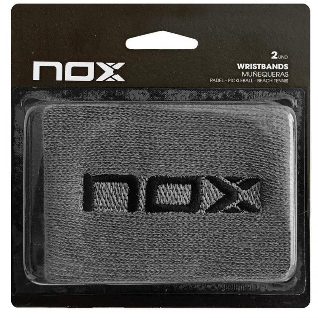 Munequeras Nox Gris Logo Negro 2 Unidades