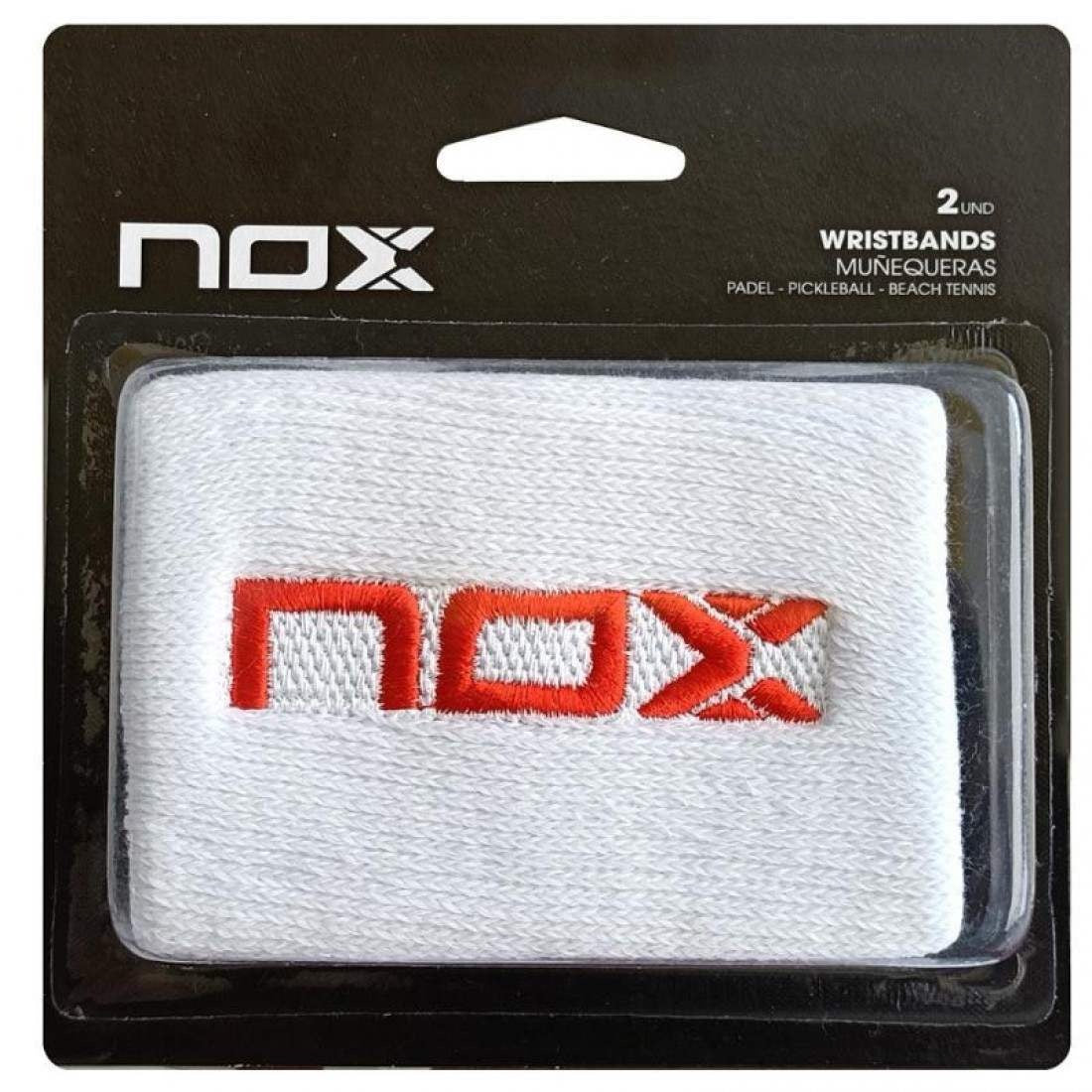 Muñequeras Nox Blanco Logo Rojo 2 Unidades