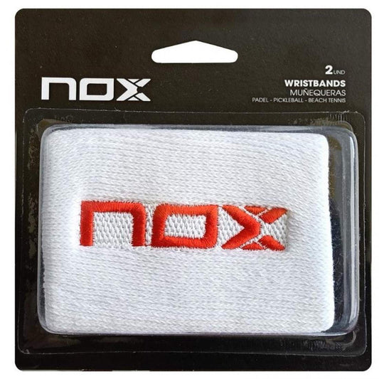 Muñequeras Nox Blanco Logo Rojo 2 Unidades